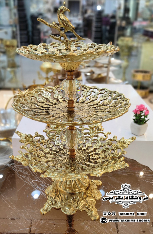 استند شیرینی خوری سه 3 طبقه 3طبقه سلطنتی آلیاژی آلومینیومی خالص ( تولیدی تکریمی شاپ )