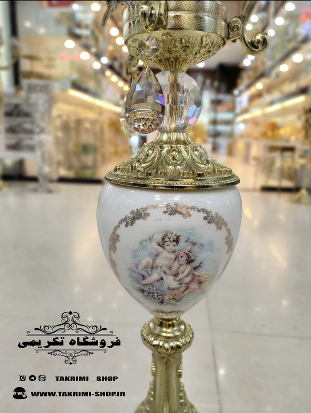 میز بار میوه خوری ایستاده کنار سالنی سلطنتی سایز بزرگ طلایی ( با ظرف میوه سایز بزرگ ) ( تولیدی تکریمی شاپ )