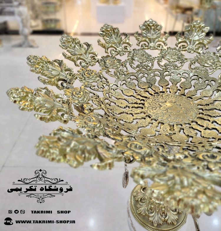 میز بار میوه خوری ایستاده کنار سالنی سلطنتی سایز بزرگ طلایی ( با ظرف میوه سایز بزرگ ) ( تولیدی تکریمی شاپ )