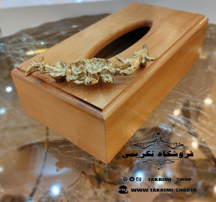 جا سطل و دستمالی ستل ودستمالی کاغذی ( باهم ) چوب طبیعی راش قابل شستشو ( تکریمی شاپ )