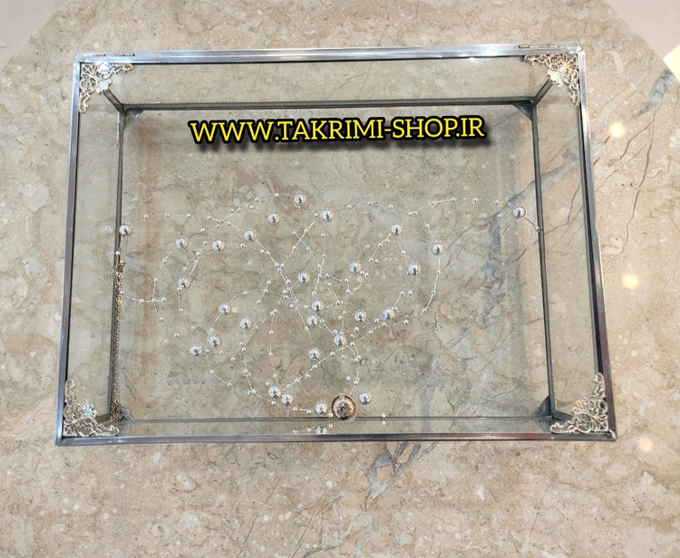 باکس شیشه ای خواستگاری ( کوچک ) خاستگاری شیرینی مینی کاپ کیک باقلوا درب دار مستطیل نقره ای جنس شیشه ای و استیل خالص