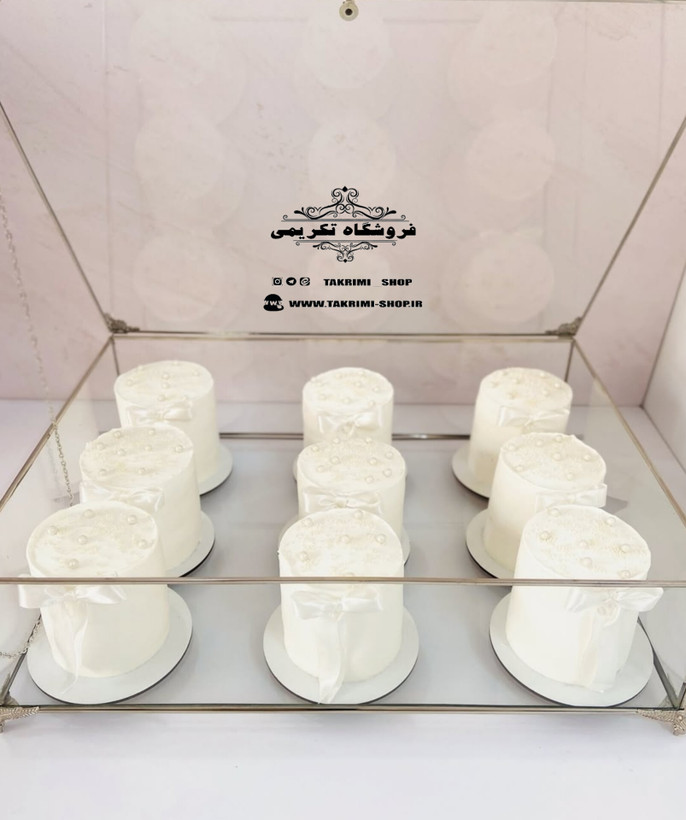 باکس شیشه ای خواستگاری ( کوچک ) خاستگاری شیرینی مینی کاپ کیک باقلوا درب دار مستطیل نقره ای جنس شیشه ای و استیل خالص