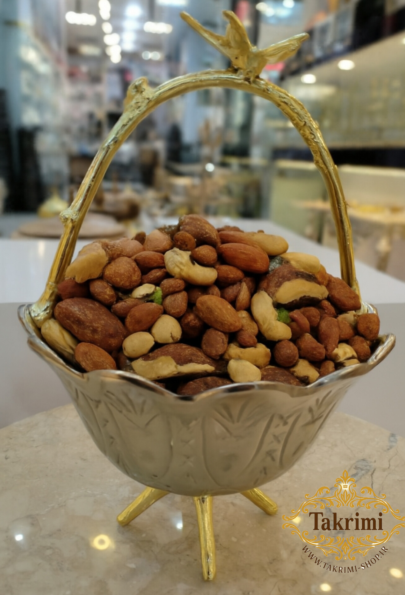 ظرف کاسه آجیل خوری اطلس پایه دار ( تکریمی شاپ )