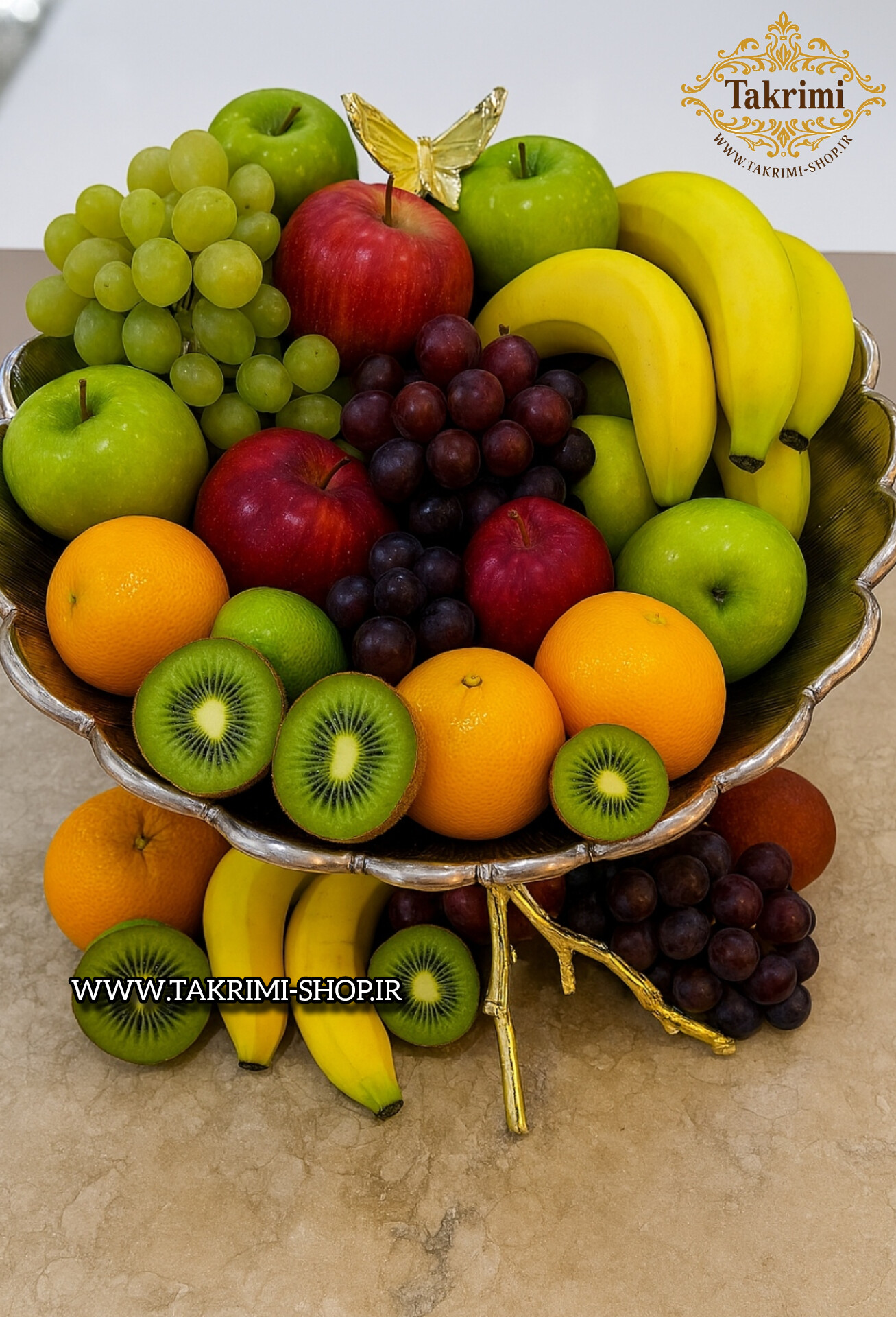 ظرف کاسه میوه خوری بزرگ اطلس پروانه دار سایز بزرگ ( تولیدی تکریمی شاپ )