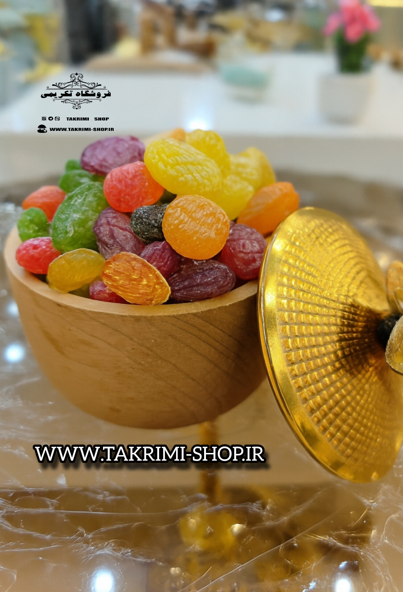 قندان قندون نقل خوری چوبی طبیعی راش قابل شستشو ( تکریمی شاپ )