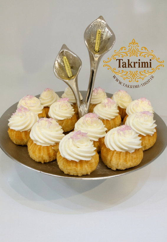 استند ظرف شیرینی خوری 1 یک طبقه گل لیلیوم شیپوری گلایل آلومینیومی آلیاژی ( تولیدی تکریمی شاپ )