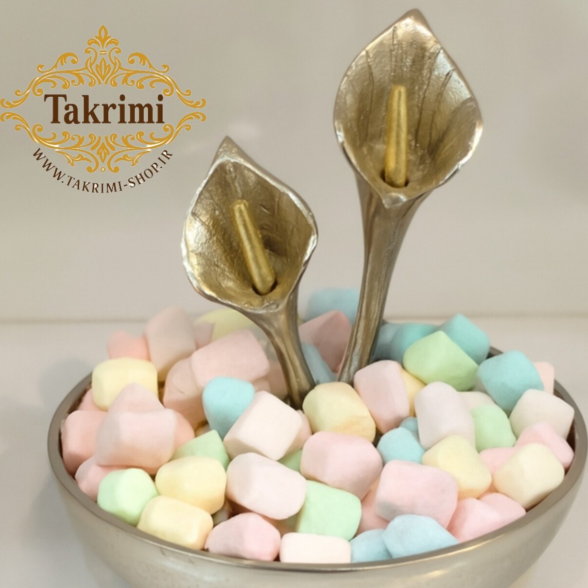 ظرف شکلات خوری گل لیلیوم شیپوری گلایل آلومینیومی آلیاژی ( تولیدی تکریمی شاپ )