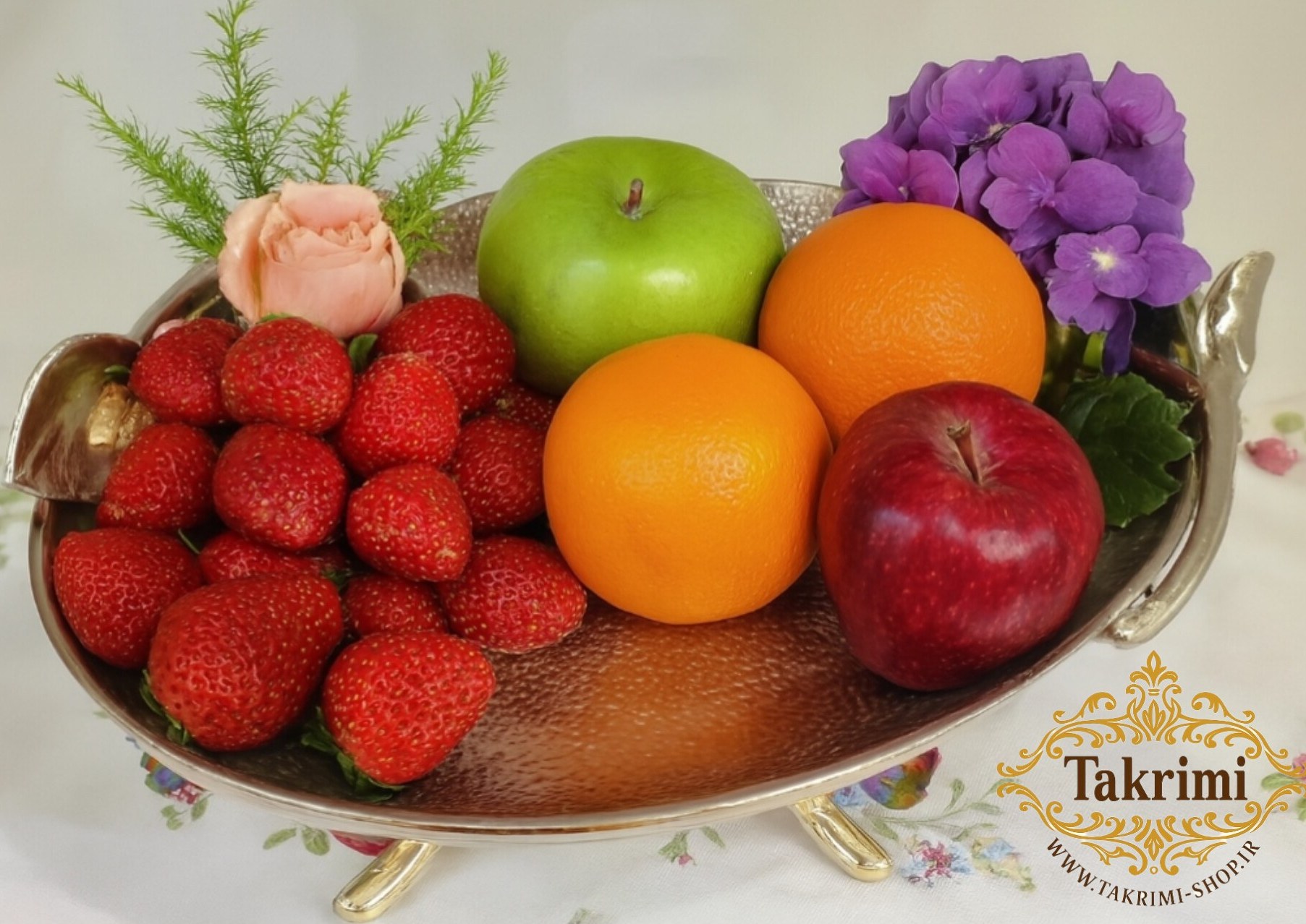 ظرف کاسه میوه خوری بیضی گل لیلیوم شیپوری گلایل آلومینیومی آلیاژی ( تولیدی تکریمی شاپ )