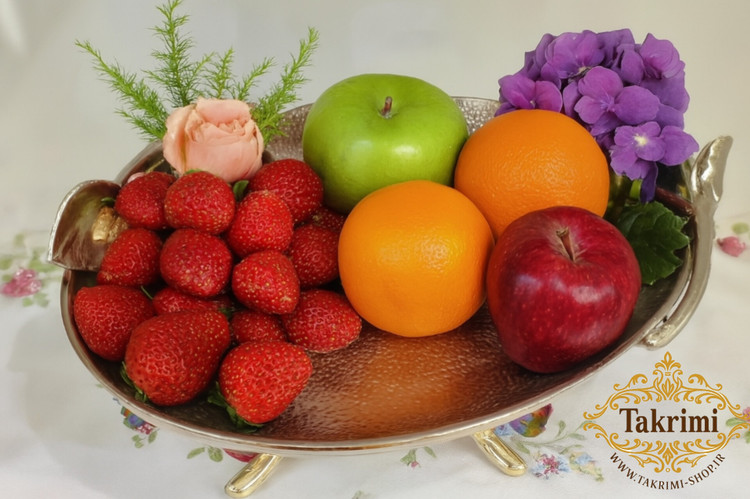 ظرف کاسه میوه خوری بیضی گل لیلیوم شیپوری گلایل آلومینیومی آلیاژی ( تولیدی تکریمی شاپ )