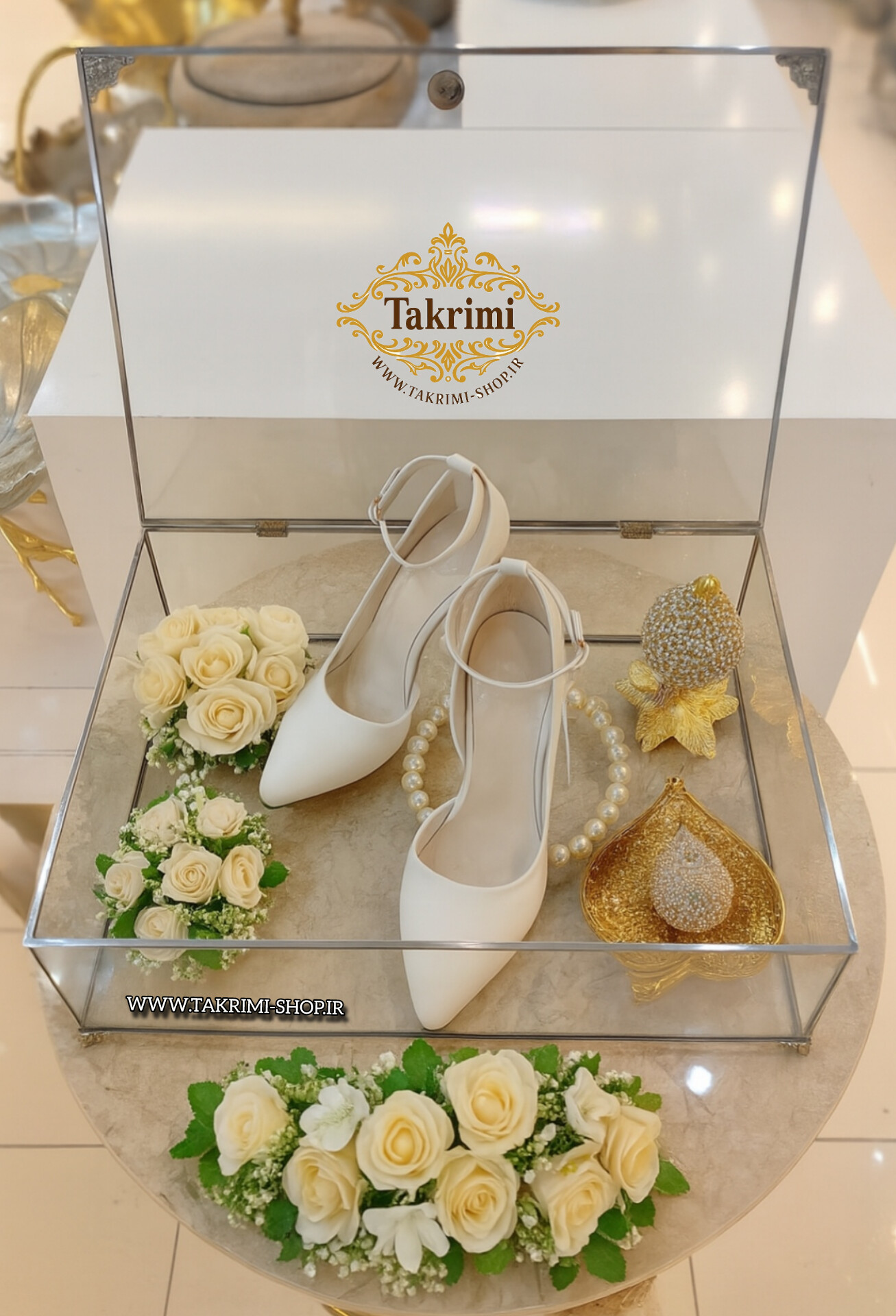 باکس شیشه ای خواستگاری ( بزرگ ) خاستگاری شب یلدایی شب چلگی چله ای شیرینی مینی کاپ کیک باقلوا درب دار مستطیل نقره ای جنس شیشه ای و استیل خالص