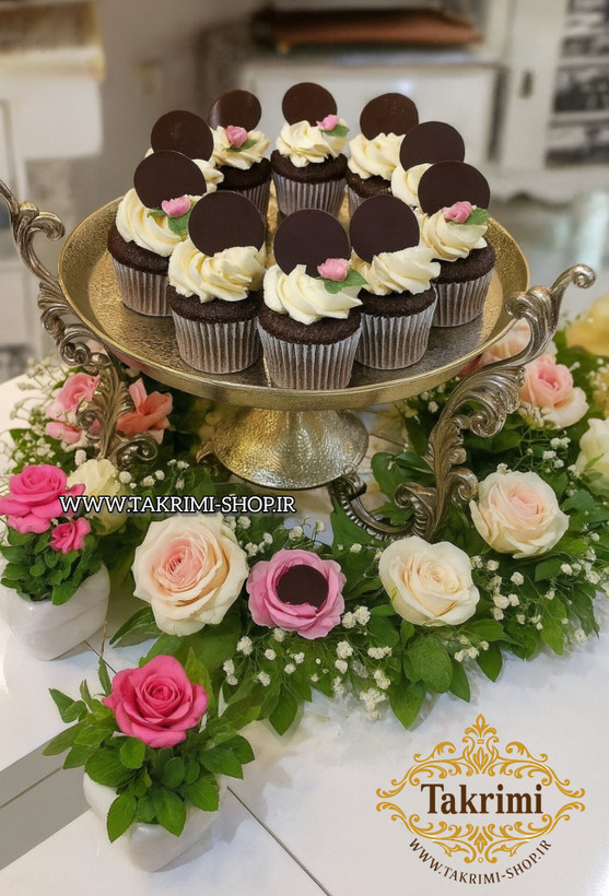 استند ظرف شیرینی خوری دسته دار سلطنتی کلاسیک یاس نقره ای آلومینیومی ( تکریمی شاپ )