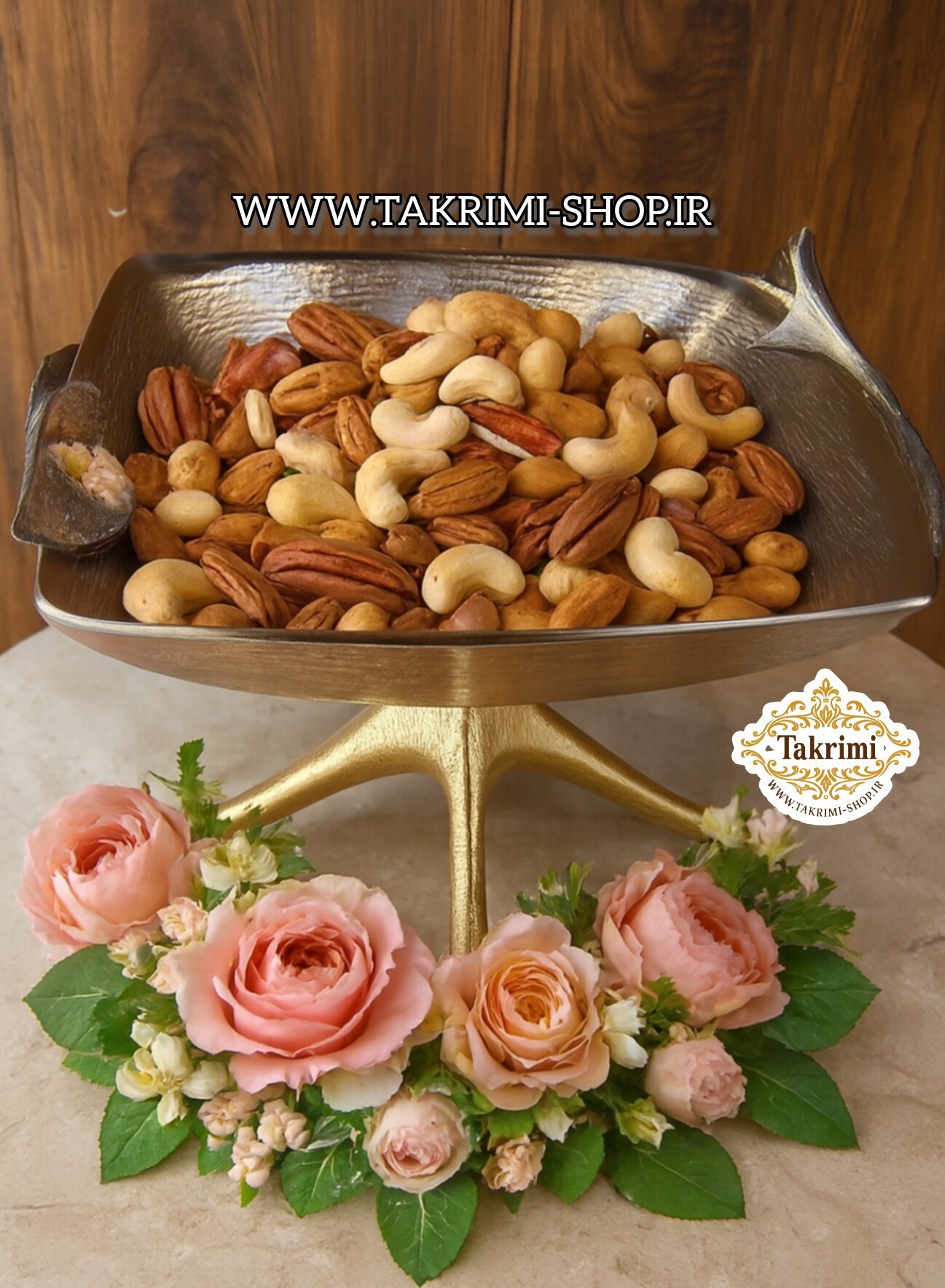 ظرف کاسه آجیل خوری سایز بزرگ گل شیپوری لیلیوم گلایل آلومینیومی ( تکریمی شاپ )