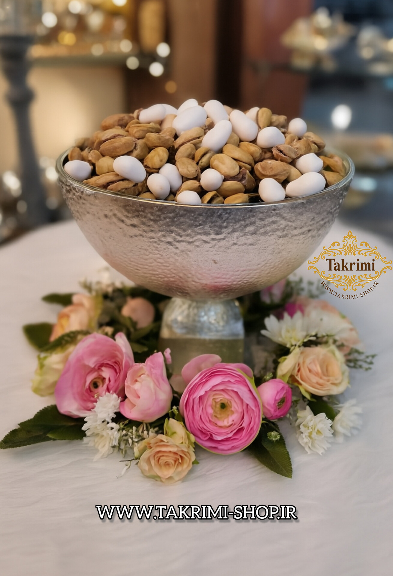 ظرف کاسه آجیل خوری طرح چکشی پایه مربع آلومینیومی آلیاژی ( تکریمی شاپ )