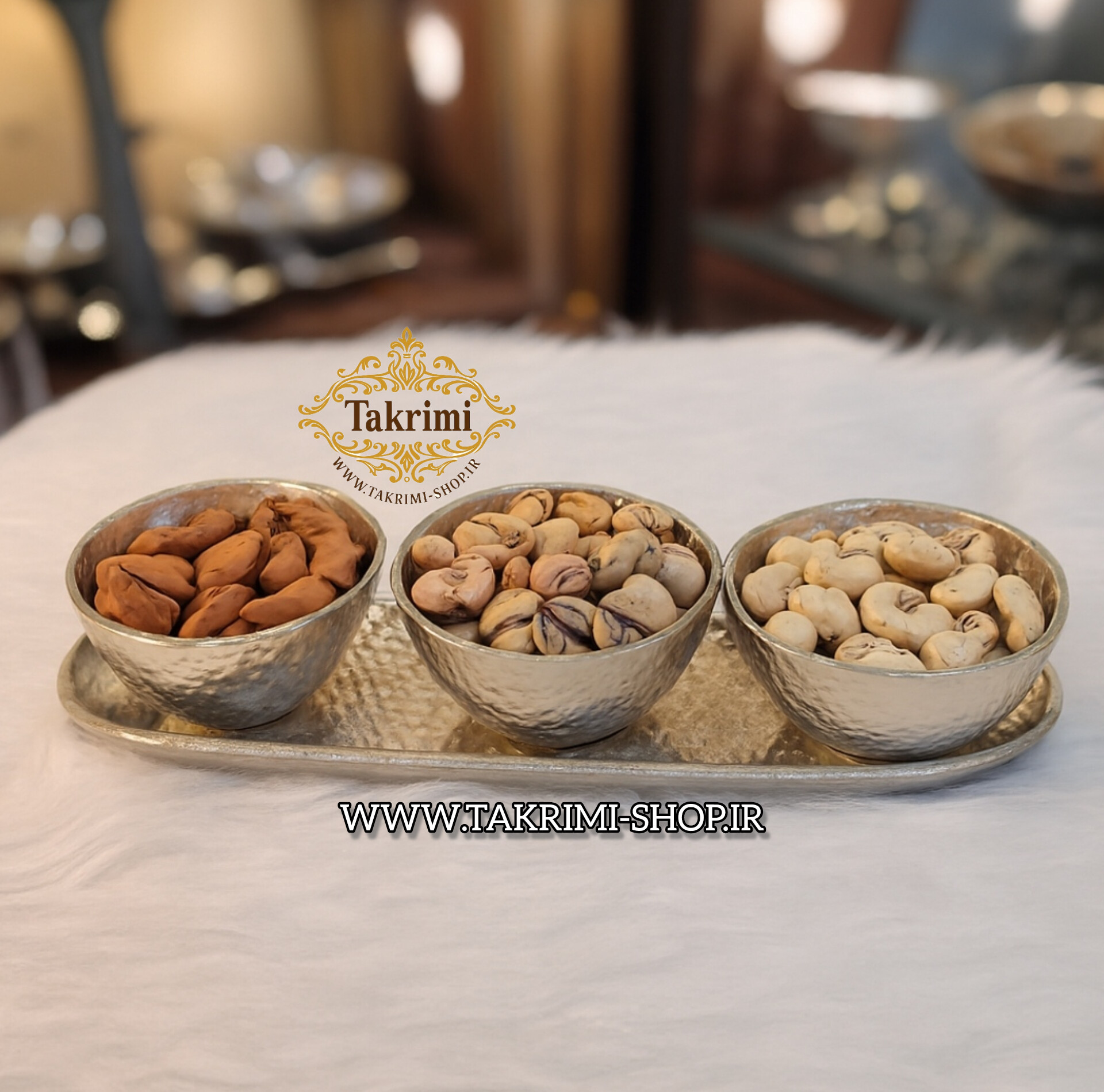 ظرف استند اردو خوری اردوخوری 3 پیاله خانه 3 تایی چکشی ( تکریمی شاپ )