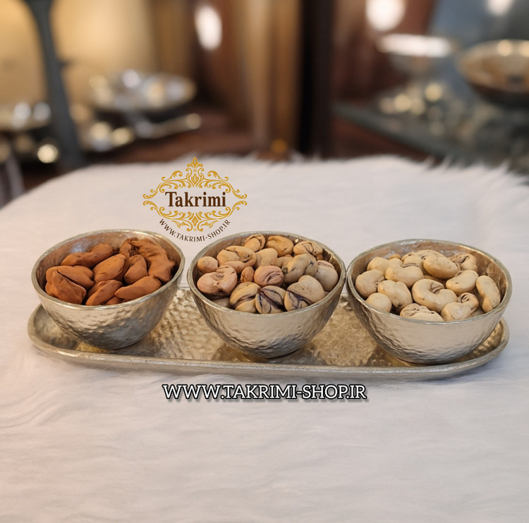 ظرف استند اردو خوری اردوخوری 3 پیاله خانه 3 تایی چکشی ( تکریمی شاپ )