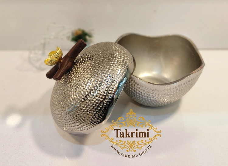 ظرف کاسه شکلات خوری درب دار گل فلورا آلومینیومی آلیاژی خالص ( تولیدی تکریمی شاپ )