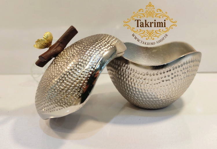 ظرف کاسه شکلات خوری درب دار گل فلورا آلومینیومی آلیاژی خالص ( تولیدی تکریمی شاپ )