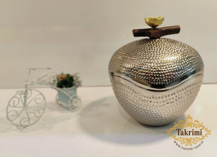 ظرف کاسه شکلات خوری درب دار گل فلورا آلومینیومی آلیاژی خالص ( تولیدی تکریمی شاپ )