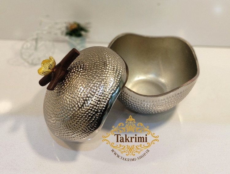 ظرف کاسه شکلات خوری درب دار گل فلورا آلومینیومی آلیاژی خالص ( تولیدی تکریمی شاپ )