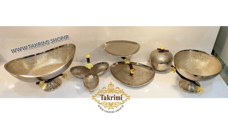 ست سرویس پذیرایی 5 تکه پارچه گل فلورا آلومینیومی آلیاژی خالص ( تولیدی تکریمی شاپ )