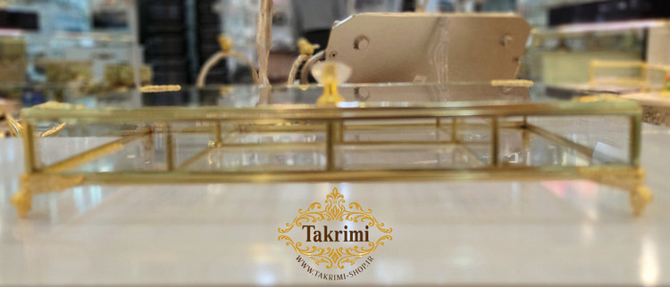 تیبگ تی بگ اردو خوری شکلات خوری تنقلات خوری شیشه و برنج خالص ( با عمق کم " ٣ سانت " ) طلایی تولیدی تکریمی شاپ