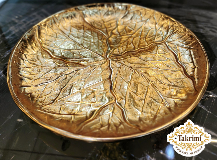 دیس شیرینی خوری دایره مدل درختی کوچک آلومینیومی طلایی ( آبکاری فورتیک ) تولیدی تکریمی شاپ