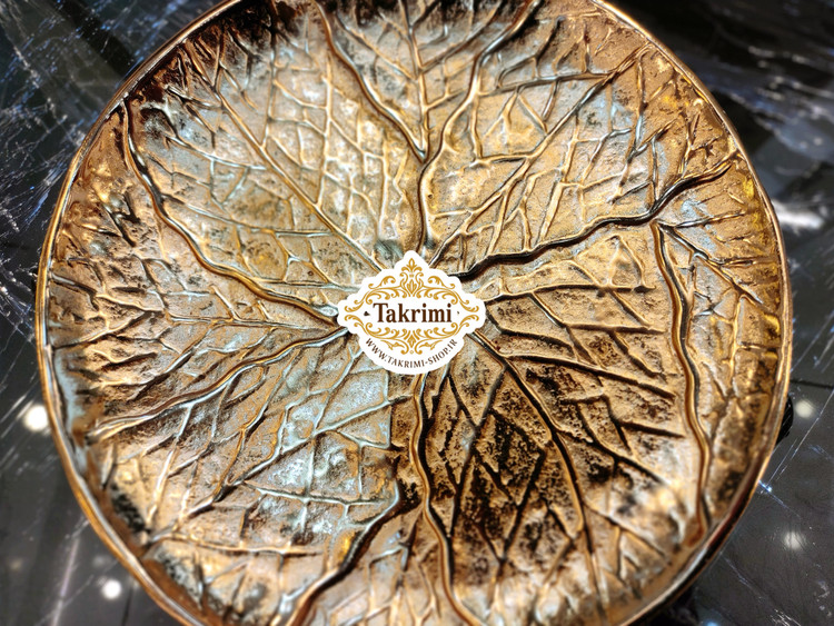 دیس شیرینی خوری دایره مدل درختی کوچک آلومینیومی طلایی ( آبکاری فورتیک ) تولیدی تکریمی شاپ