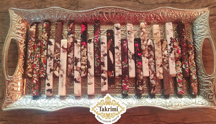 شکلات مغز دار ( 420 گرمی ) کاکائویی مغزدار سیگاری خانگی ( بادام هندی ،بادام ، فندق ، پسته ، گردو ، مغز تخمه )