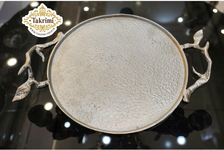 سینی یا شیرینی خوری یا کاپ کیک بدون پایه گرد دایره برگ ساده ( دارای 2 رنگ نقره ای و طلایی ) آلومینیومی خالص آلیاژی