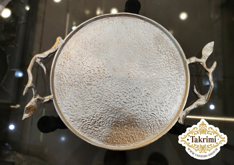 سینی یا شیرینی خوری یا کاپ کیک بدون پایه گرد دایره برگ ساده ( دارای 2 رنگ نقره ای و طلایی ) آلومینیومی خالص آلیاژی