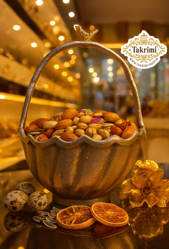 سبد کاسه آجیل خوری دسته دار تک ایوان گنجشک آلومینیومی آلیاژی خالص