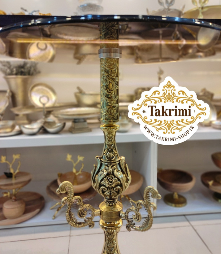 میز کنار سالنی میز خاطره میز سماور میز کنارسالنی طلایی 2 ستون بلند جدید طلایی ( تولیدی تکریمی شاپ )