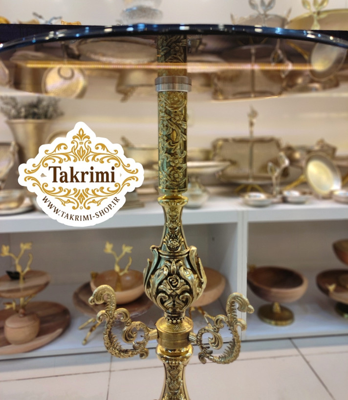 میز کنار سالنی میز خاطره میز سماور میز کنارسالنی طلایی 2 ستون بلند جدید طلایی ( تولیدی تکریمی شاپ )