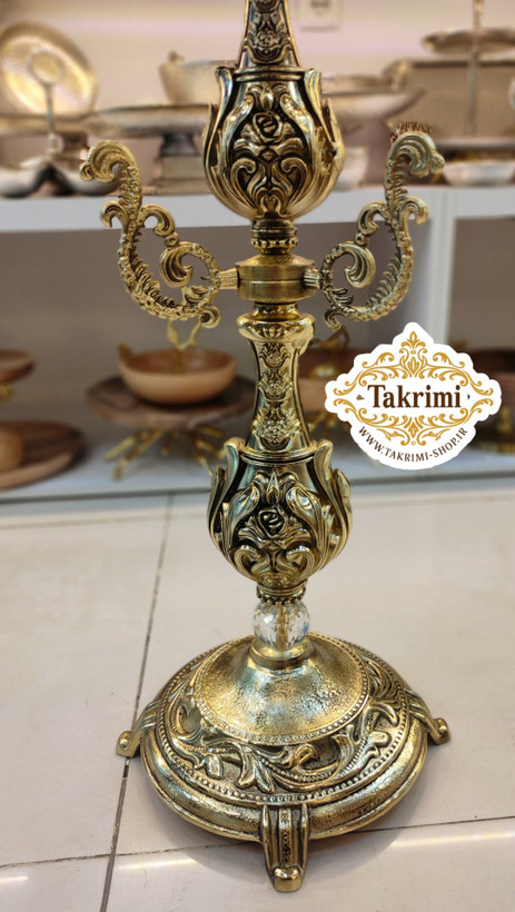 میز کنار سالنی میز خاطره میز سماور میز کنارسالنی طلایی 2 ستون بلند جدید طلایی ( تولیدی تکریمی شاپ )