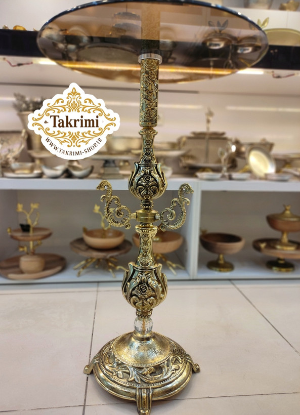 میز کنار سالنی میز خاطره میز سماور میز کنارسالنی طلایی 2 ستون بلند جدید طلایی ( تولیدی تکریمی شاپ )