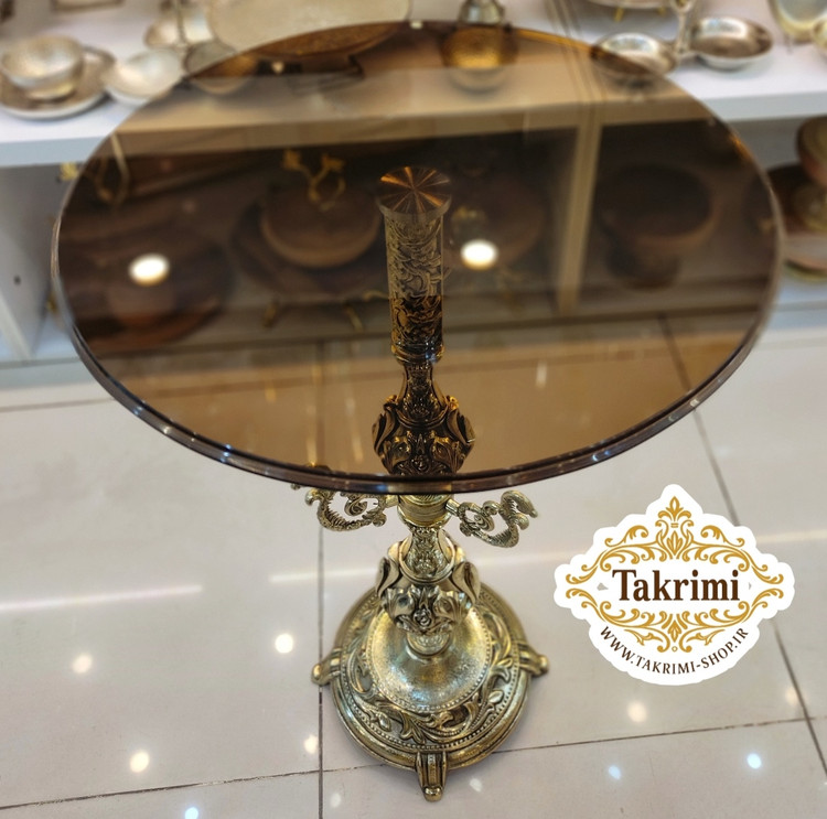 میز کنار سالنی میز خاطره میز سماور میز کنارسالنی طلایی 2 ستون بلند جدید طلایی ( تولیدی تکریمی شاپ )