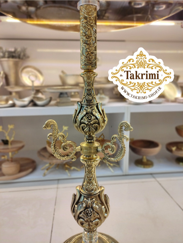 میز کنار سالنی میز خاطره میز سماور میز کنارسالنی طلایی 2 ستون بلند جدید طلایی ( تولیدی تکریمی شاپ )