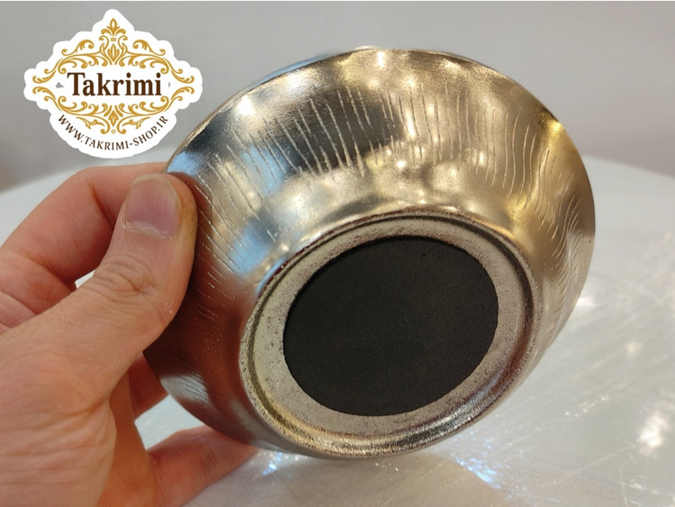 ظرف پیاله تک آجیل خوری تک نفره کوچک طرح چرمی آلومینیومی آلیاژی خالص ( تولیدی تکریمی شاپ )