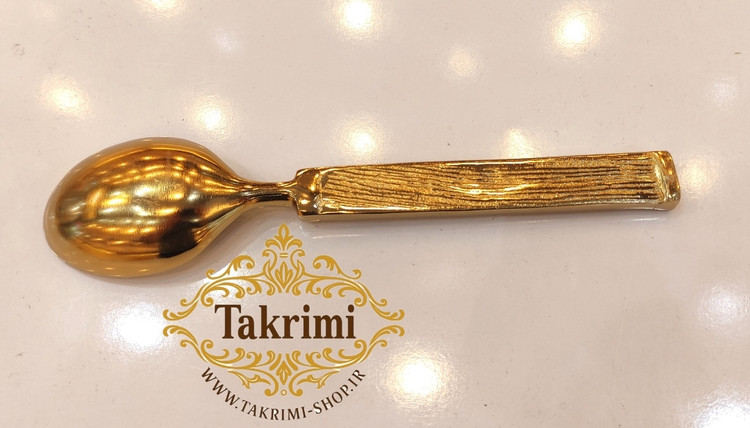 قاشق آجیل نیلوفر خط دار ساده آلومینیومی ( موجود در 2 رنگ طلایی و نقره ای ) ( توليدی تکریمی شاپ )
