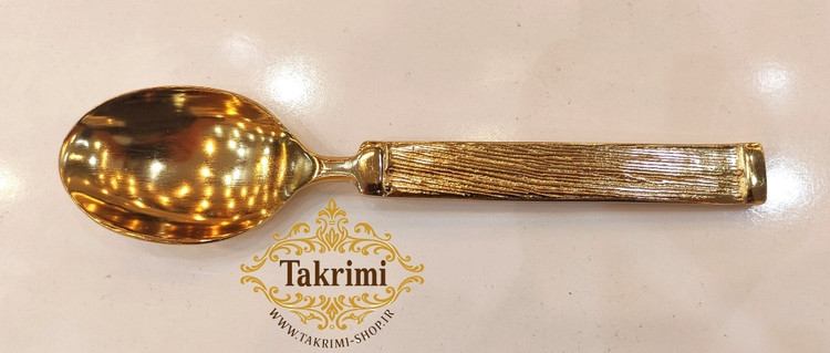 قاشق آجیل نیلوفر خط دار ساده آلومینیومی ( موجود در 2 رنگ طلایی و نقره ای ) ( توليدی تکریمی شاپ )