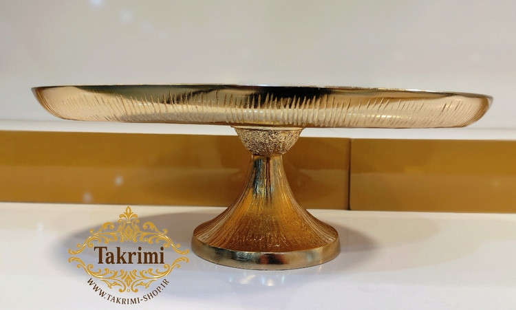 ظرف شیرینی خوری بیضی مدل چرمی طلایی فورتیک پوست ماری آلومینیومی ( تکریمی شاپ )