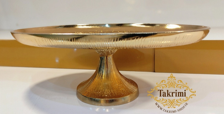 ظرف شیرینی خوری بیضی مدل چرمی طلایی فورتیک پوست ماری آلومینیومی ( تکریمی شاپ )