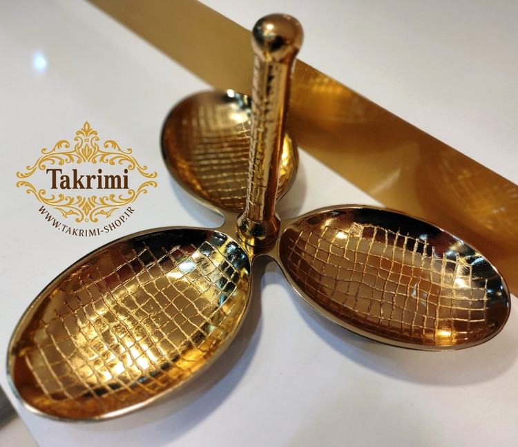 اردو خوری سه 3 خانه 3 تایی دسته دار مدل چرمی پوست ماری طلایی فورتیک آلومینیومی ( تکریمی شاپ )