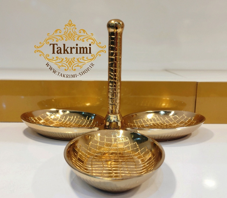 اردو خوری سه 3 خانه 3 تایی دسته دار مدل چرمی پوست ماری طلایی فورتیک آلومینیومی ( تکریمی شاپ )