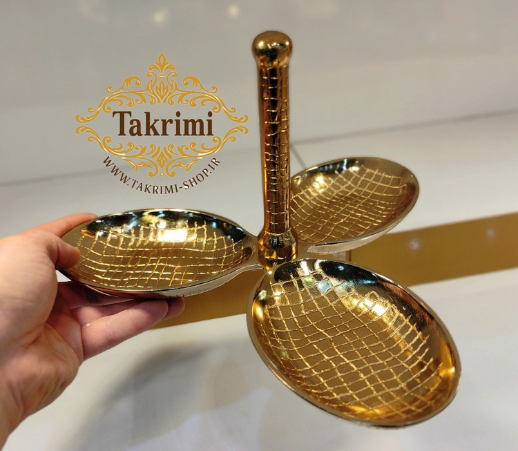 اردو خوری سه 3 خانه 3 تایی دسته دار مدل چرمی پوست ماری طلایی فورتیک آلومینیومی ( تکریمی شاپ )