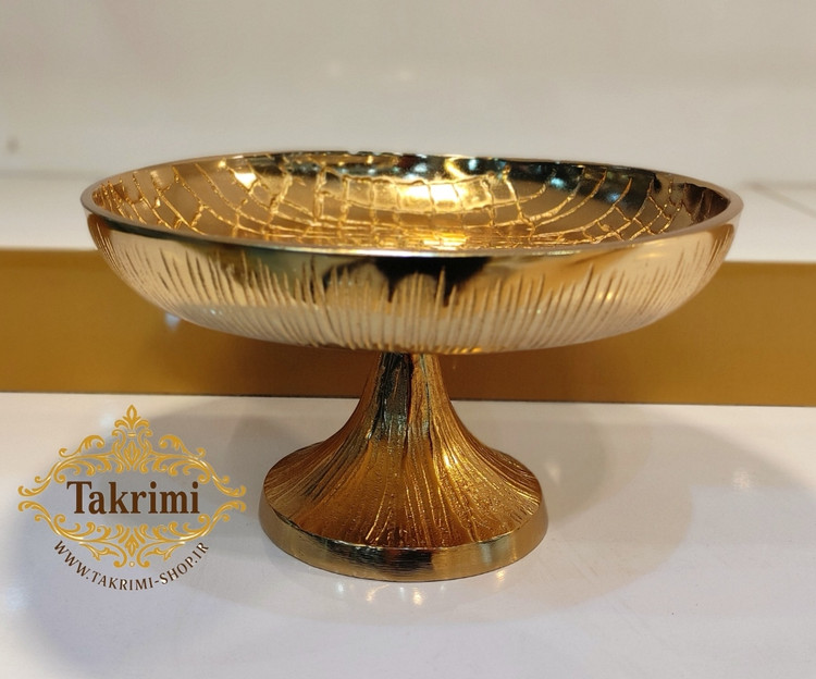 ظرف کاسه شکلات خوری مدل چرمی پوست ماری طلایی فورتیک آلومینیومی ( توليدی تکریمی شاپ )