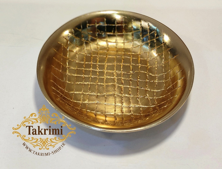 ظرف پیاله تک آجیل خوری تک طلایی فورتیک کوچک طرح چرمی آلومینیومی آلیاژی خالص ( تولیدی تکریمی شاپ )