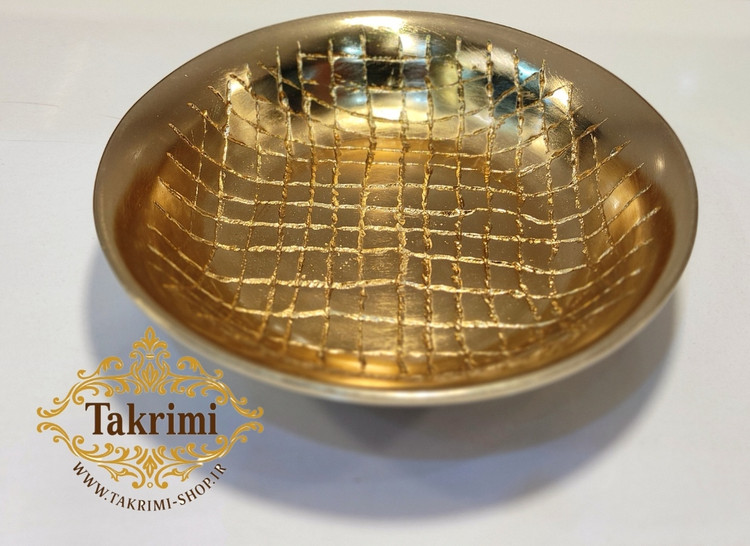 ظرف پیاله تک آجیل خوری تک طلایی فورتیک کوچک طرح چرمی آلومینیومی آلیاژی خالص ( تولیدی تکریمی شاپ )