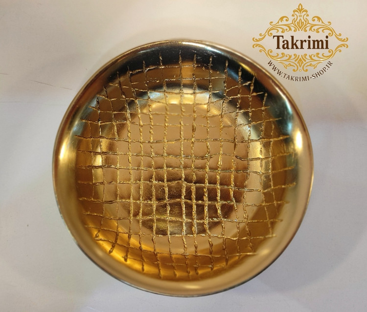ظرف پیاله تک آجیل خوری تک طلایی فورتیک کوچک طرح چرمی آلومینیومی آلیاژی خالص ( تولیدی تکریمی شاپ )