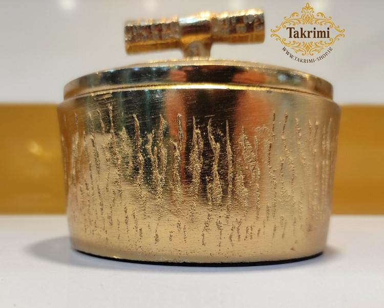 قندان قندون نقل خوری مدل چرمی روی میله پوست ماری آلومینیومی طلایی فورتیک ( تکریمی شاپ )
